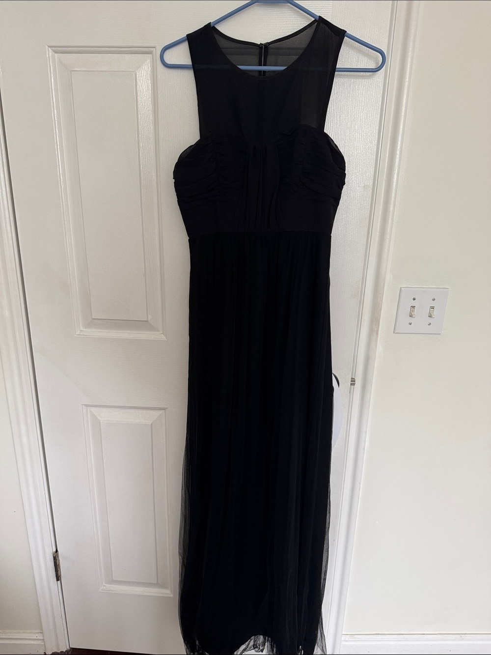 BCBGeneration Black Sleeveless Maxi Dress with Sheer Yoke